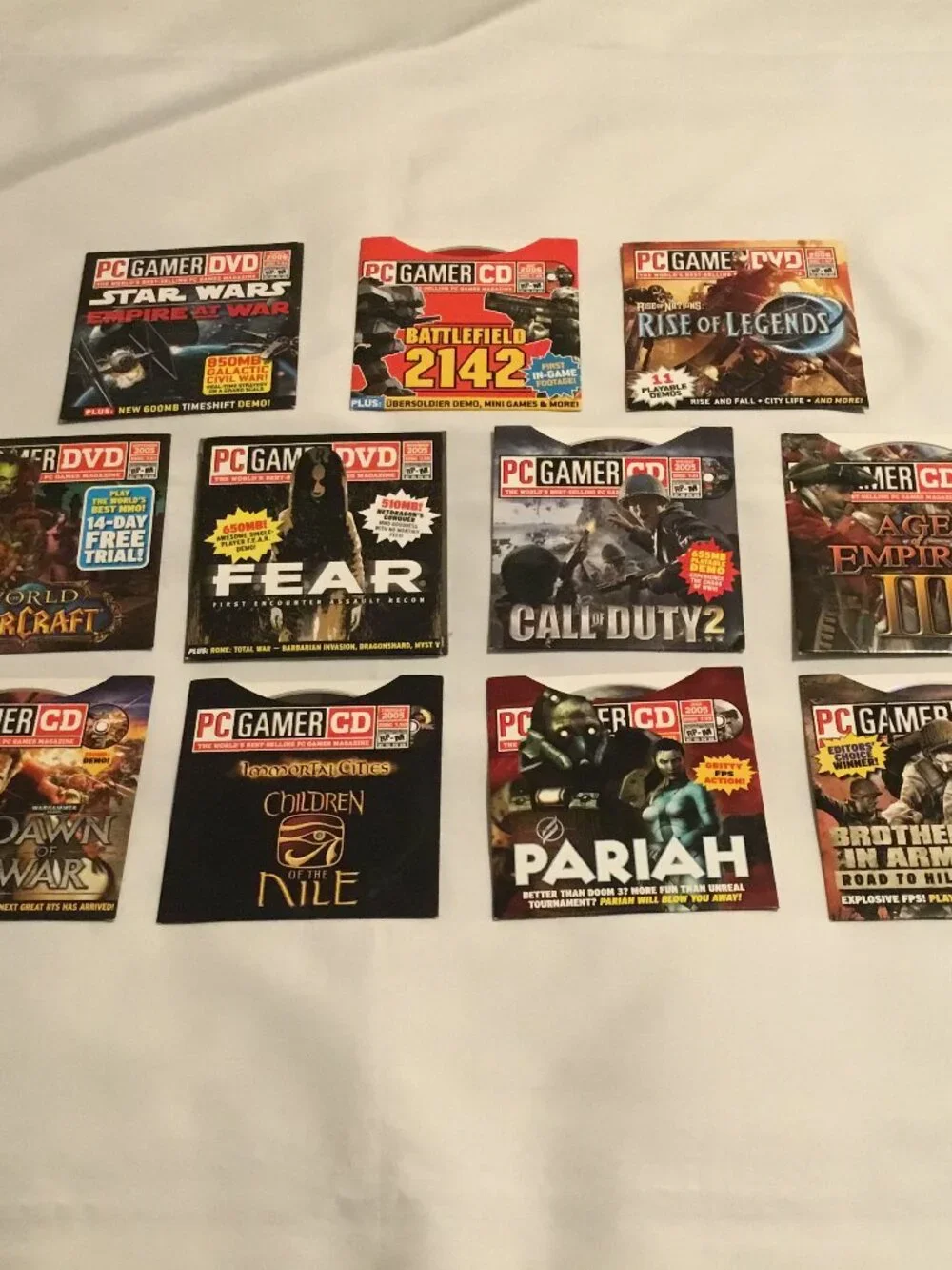 PC Gamer Demo Disc Lot Of 11 CDs More Vintage: WoW, CoD2, Battle Field, Star War